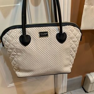 Beautiful white and black Betsy Johnson hearts bag